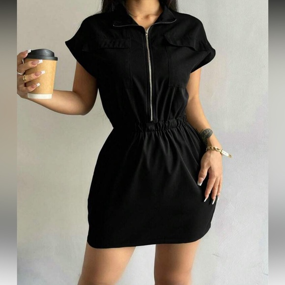 Black Zipper Dress - Picture 1 of 3